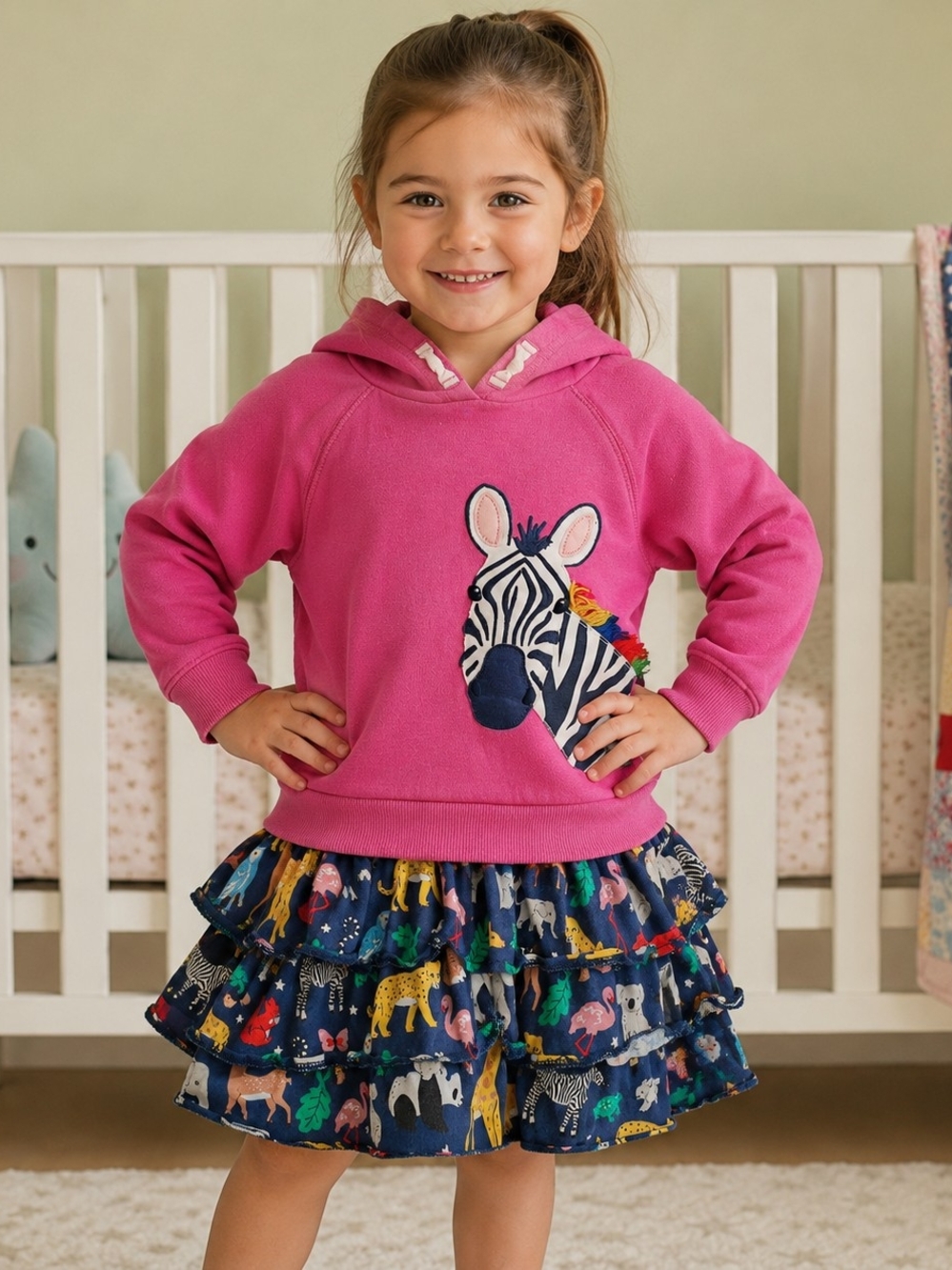 3/25 Boden Appliqué Hooded Sweatshirt Dress In Pink Global Animals